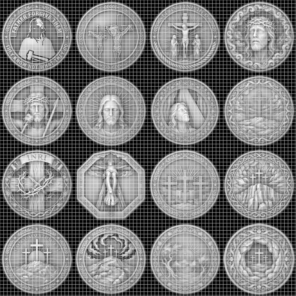 Christian Challenge Coin Depth Map, Jesus Engraving Relief Bundle, Religious Art