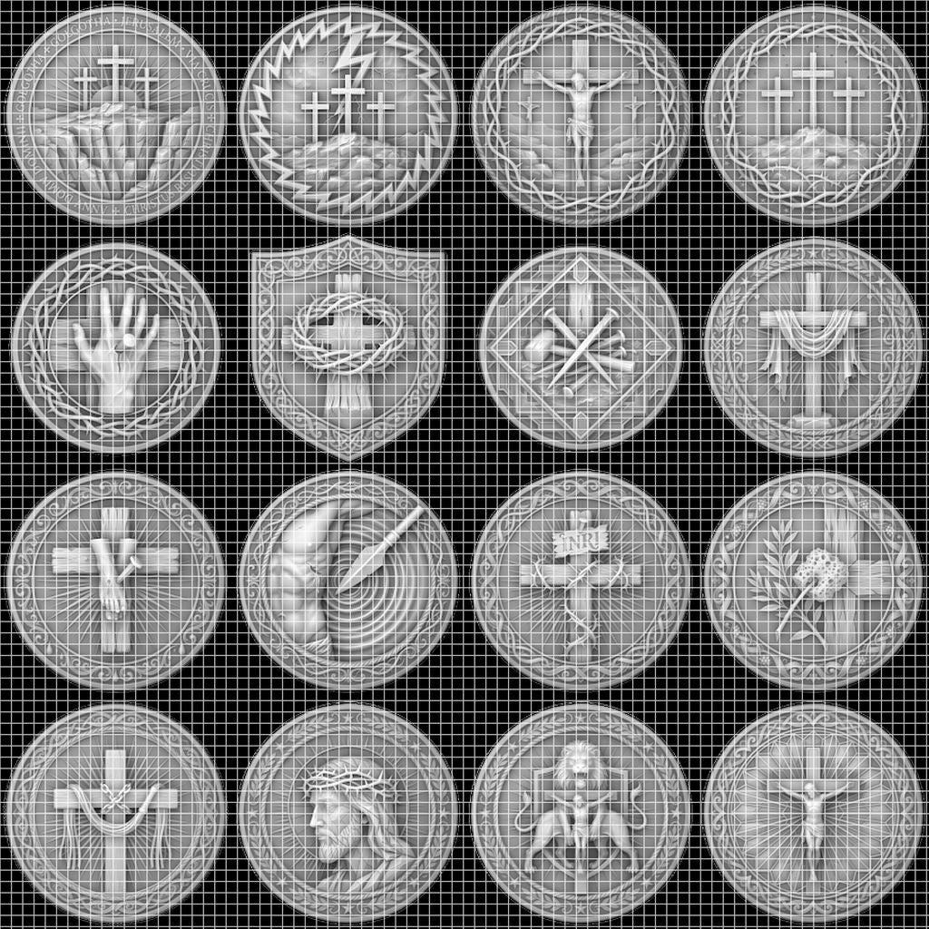 Christian Challenge Coin Depth Map, Jesus Engraving Relief Bundle, Religious Art