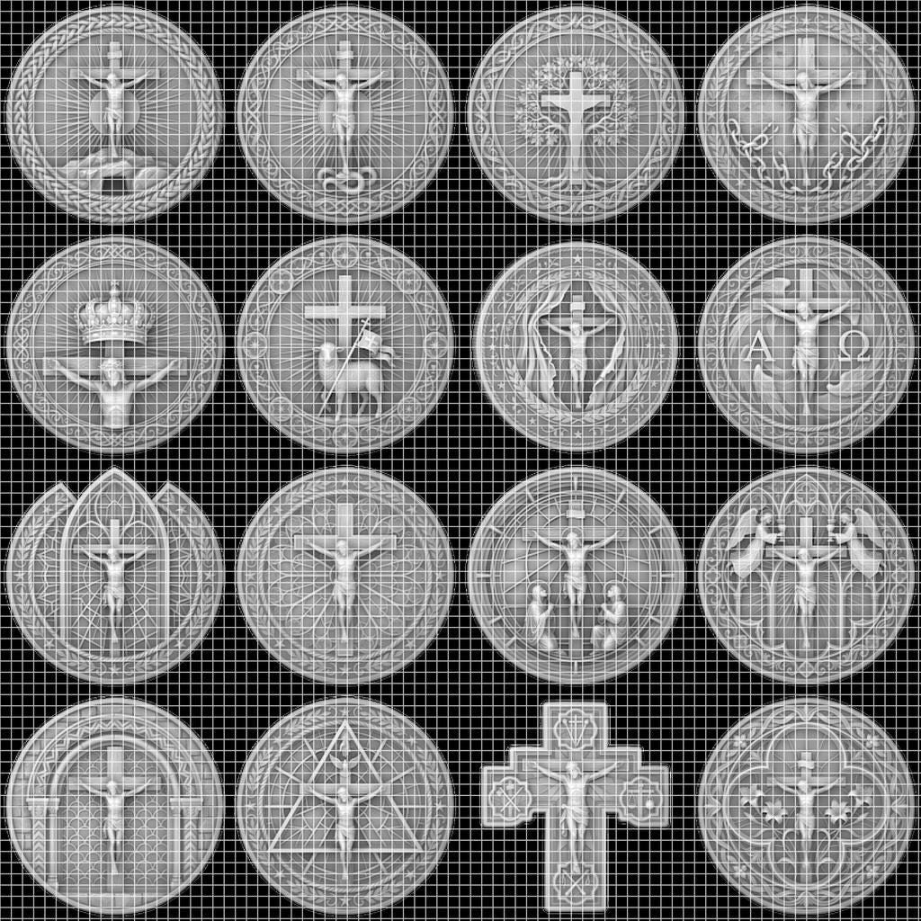 Christian Challenge Coin Depth Map, Jesus Engraving Relief Bundle, Religious Art