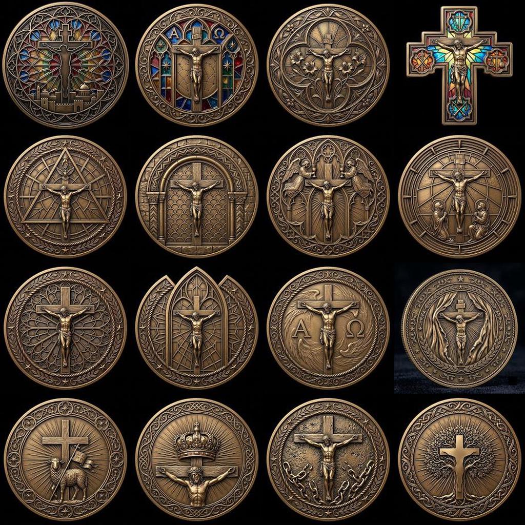 Christian Challenge Coin Depth Map, Jesus Engraving Relief Bundle, Religious Art