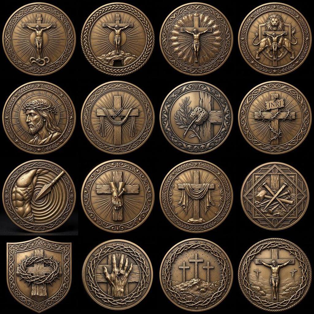 Christian Challenge Coin Depth Map, Jesus Engraving Relief Bundle, Religious Art
