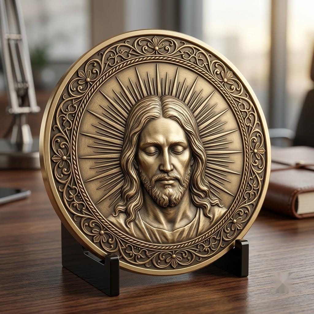 Christian Challenge Coin Depth Map, Jesus Engraving Relief Bundle, Religious Art
