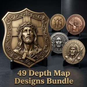 Christian Challenge Coin, Jesus Relief, Seven Last Words PNG Bundle