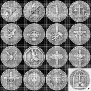 Christian Challenge Coin, Jesus Relief, Seven Last Words PNG Bundle
