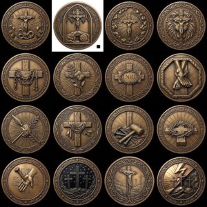 Christian Challenge Coin, Jesus Relief, Seven Last Words PNG Bundle