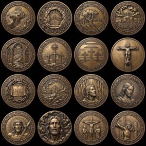 Christian Challenge Coin, Jesus Relief, Seven Last Words PNG Bundle