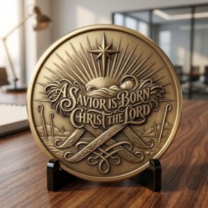 Christian Nativity Coin Depth Map, Manger Animals Relief for Laser Engraving