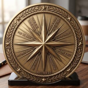 Christian Nativity Coin Depth Map, Manger Animals Relief for Laser Engraving