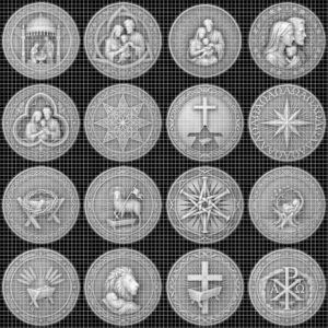 Christian Nativity Coin Depth Map, Manger Animals Relief for Laser Engraving