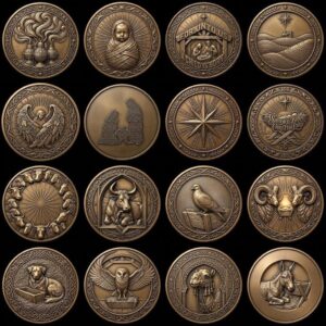 Christian Nativity Coin Depth Map, Manger Animals Relief for Laser Engraving