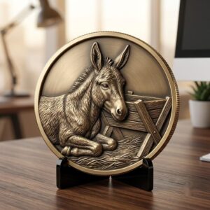 Christian Nativity Coin Depth Map, Manger Animals Relief for Laser Engraving