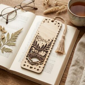 Christmas Bookmark SVG Bundle, Winter Wonderland Landscapes, Reindeer Cabin Designs