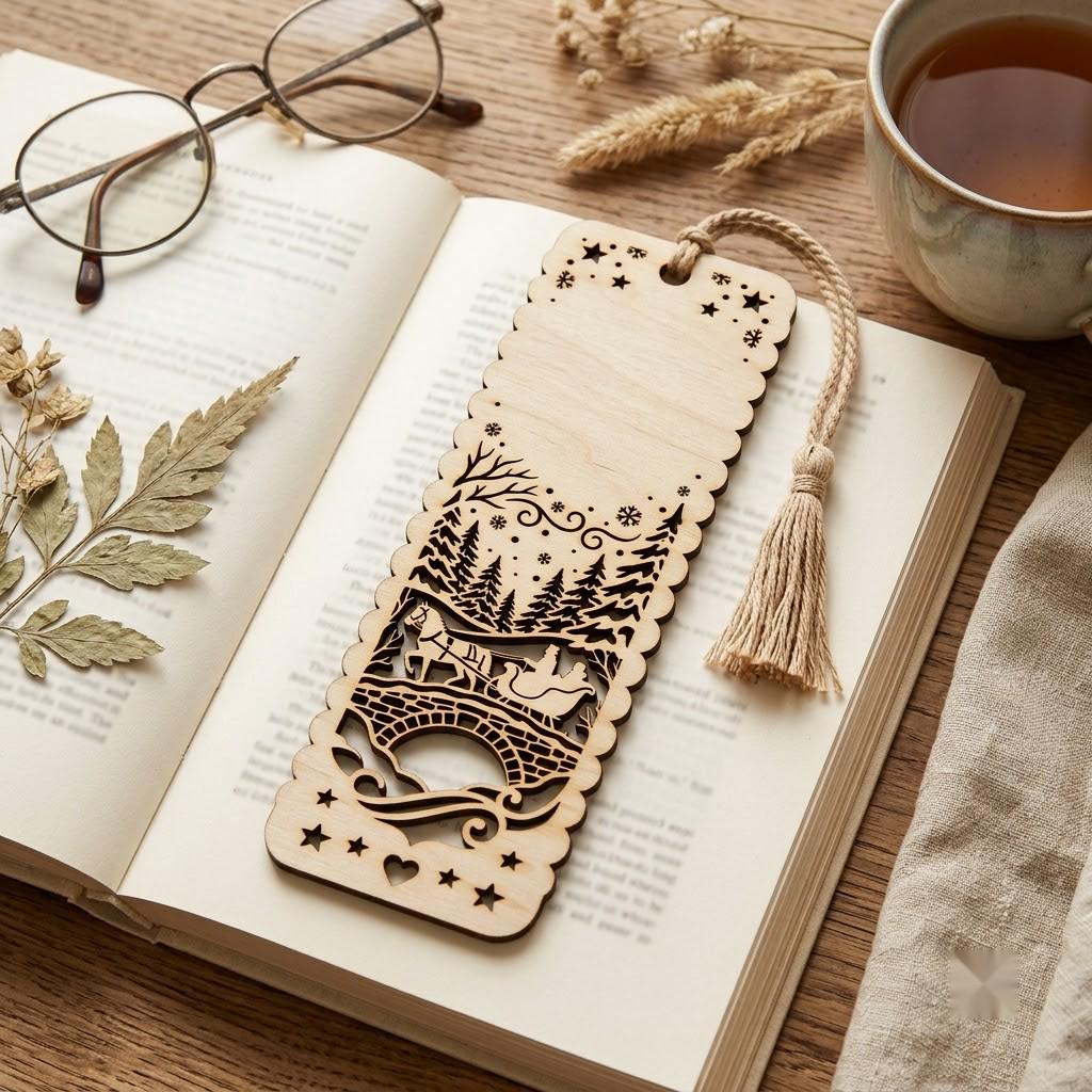 Christmas Bookmark SVG Bundle, Winter Wonderland Landscapes, Reindeer Cabin Designs