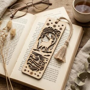 Christmas Bookmark SVG Bundle, Winter Wonderland Landscapes, Reindeer Cabin Designs