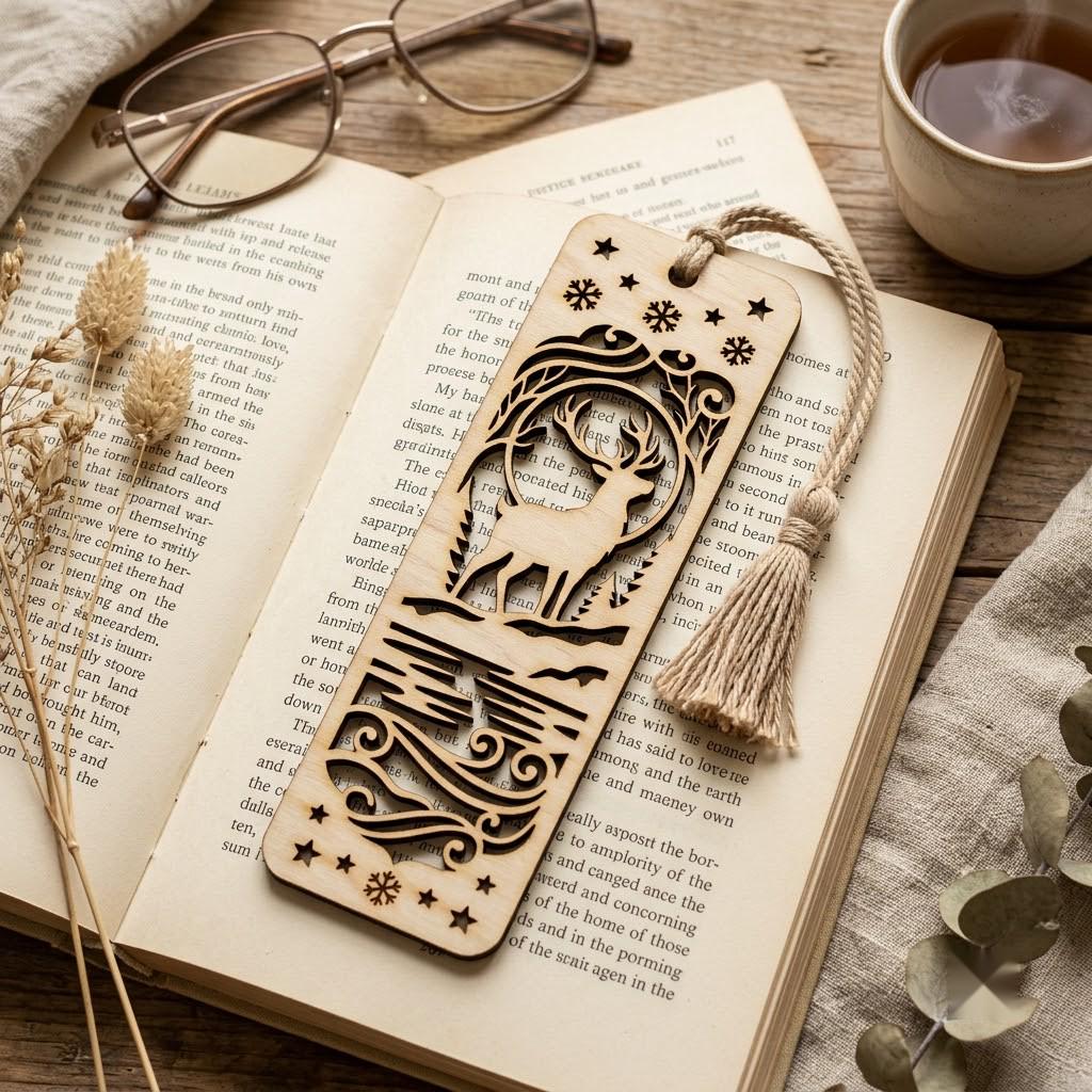 Christmas Bookmark SVG Bundle, Winter Wonderland Landscapes, Reindeer Cabin Designs