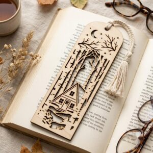 Christmas Bookmark SVG Bundle, Winter Wonderland Landscapes, Reindeer Cabin Designs