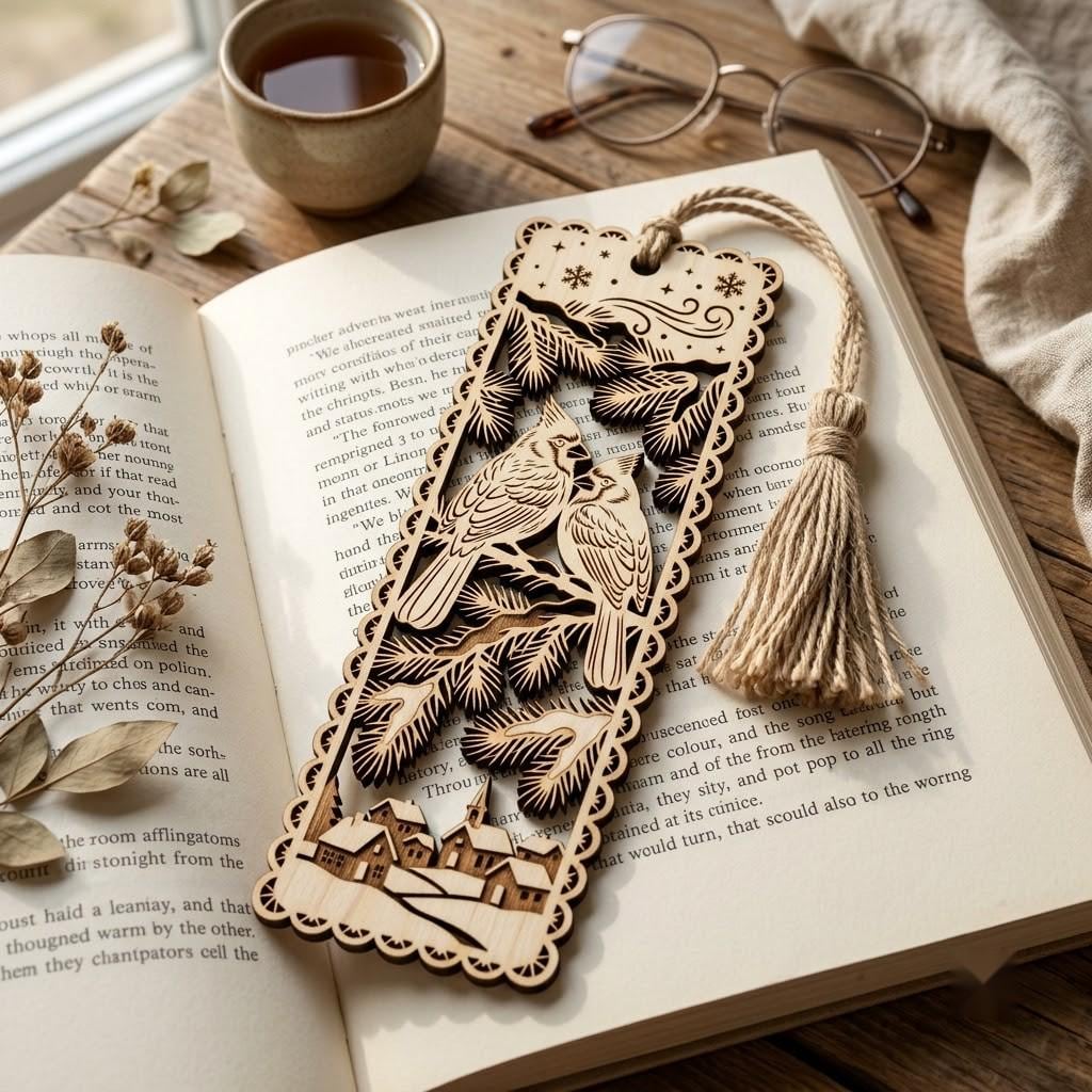 Christmas Bookmark SVG Bundle, Winter Wonderland Landscapes, Reindeer Cabin Designs