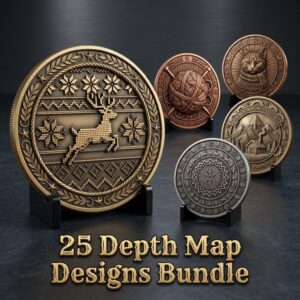 Christmas Challenge Coin Engraving File, Ugly Sweater Relief Bundle