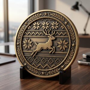 Christmas Challenge Coin Engraving File, Ugly Sweater Relief Bundle