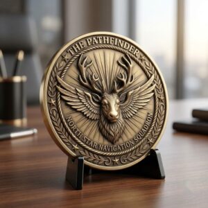 Christmas Challenge Coin, Santa Laser Engraving File, Grayscale PNG