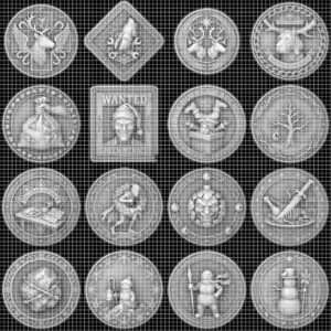 Christmas Challenge Coin, Santa Laser Engraving File, Grayscale PNG