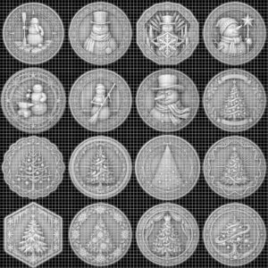 Christmas Challenge Coin, Santa Laser Engraving File, Grayscale PNG