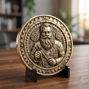 Christmas Challenge Coin, Santa Laser Engraving File, Grayscale PNG