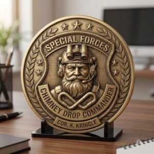 Christmas Challenge Coin, Santa Laser Engraving File, Grayscale PNG