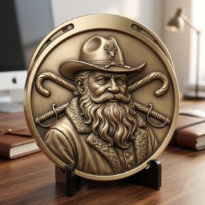 Christmas Challenge Coin, Santa Laser Engraving File, Grayscale PNG