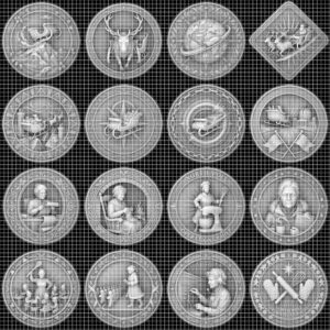 Christmas Depth Map, Santa Sleigh Relief PNG, Coin Engraving Bundle