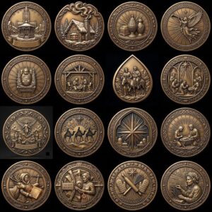 Christmas Depth Map, Santa Sleigh Relief PNG, Coin Engraving Bundle