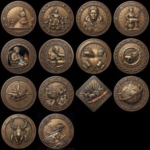 Christmas Depth Map, Santa Sleigh Relief PNG, Coin Engraving Bundle
