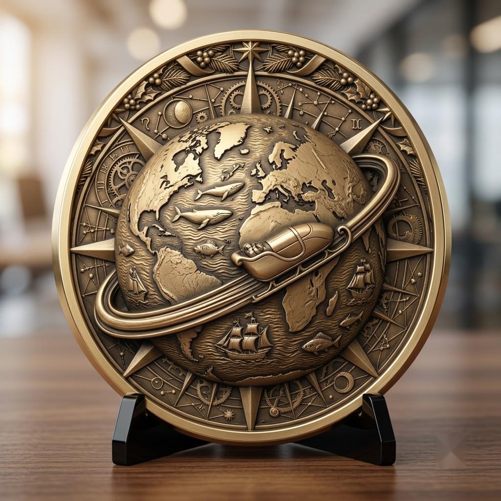 Christmas Depth Map, Santa Sleigh Relief PNG, Coin Engraving Bundle