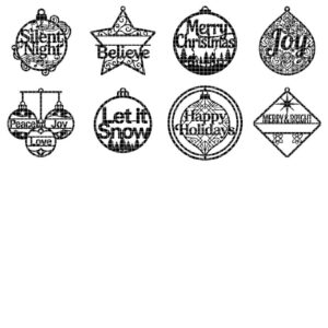 Christmas Door Hanger Bundle, Giant Tree Ornaments, 8 Wood Greeting Designs