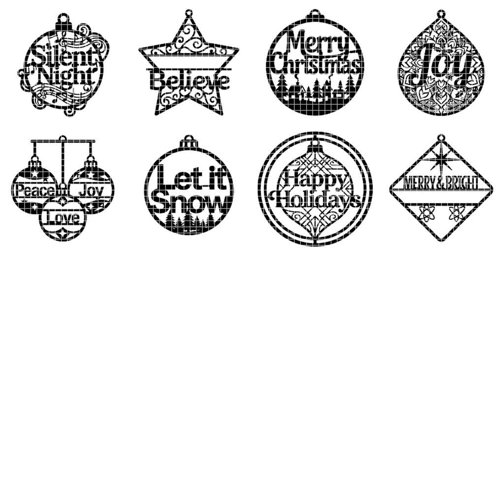 Christmas Door Hanger Bundle, Giant Tree Ornaments, 8 Wood Greeting Designs