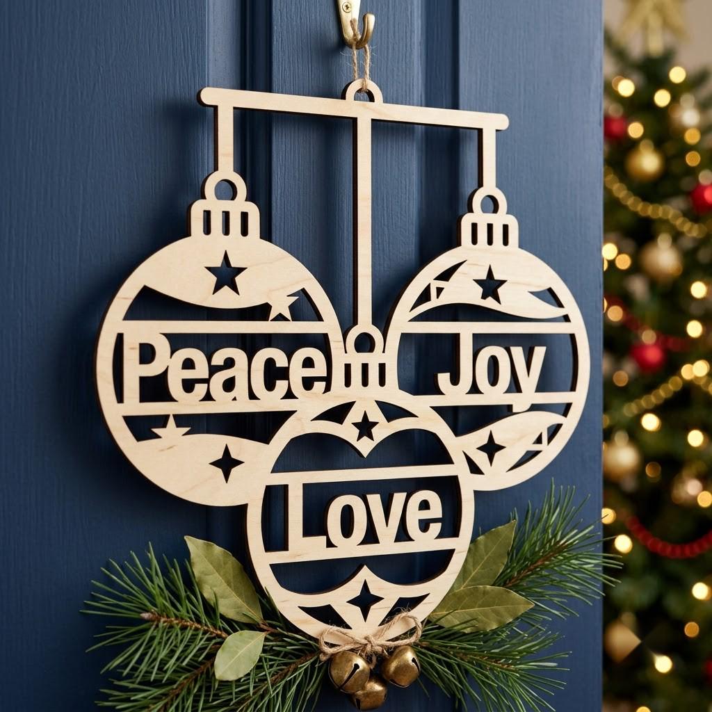 Christmas Door Hanger Bundle, Giant Tree Ornaments, 8 Wood Greeting Designs