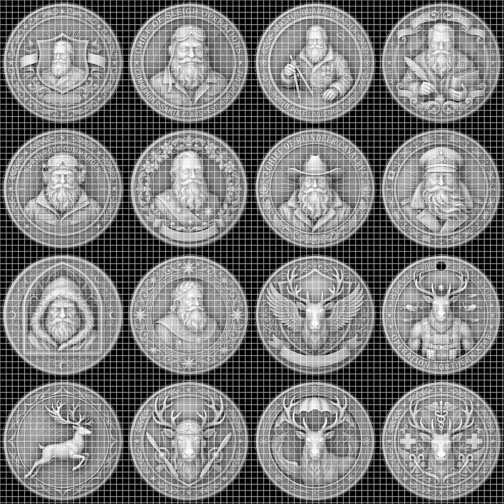 Christmas Engraving Challenge Coin, Santa Laser Relief File, North Pole Bundle