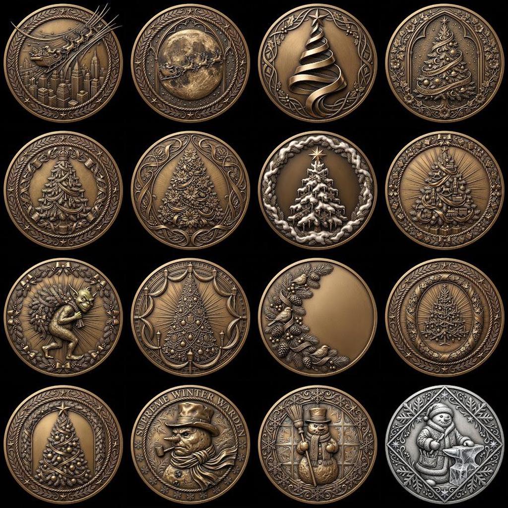 Christmas Engraving Challenge Coin, Santa Laser Relief File, North Pole Bundle