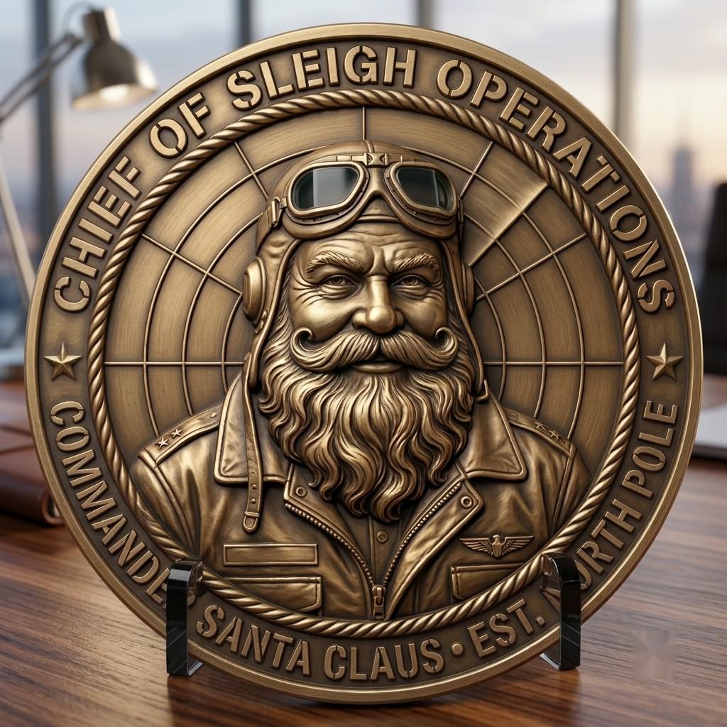 Christmas Engraving Challenge Coin, Santa Laser Relief File, North Pole Bundle