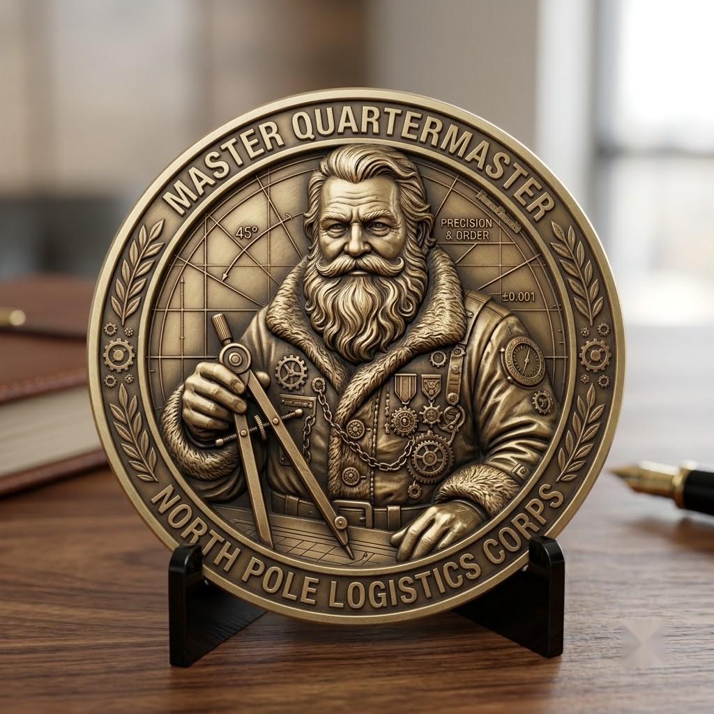 Christmas Engraving Challenge Coin, Santa Laser Relief File, North Pole Bundle