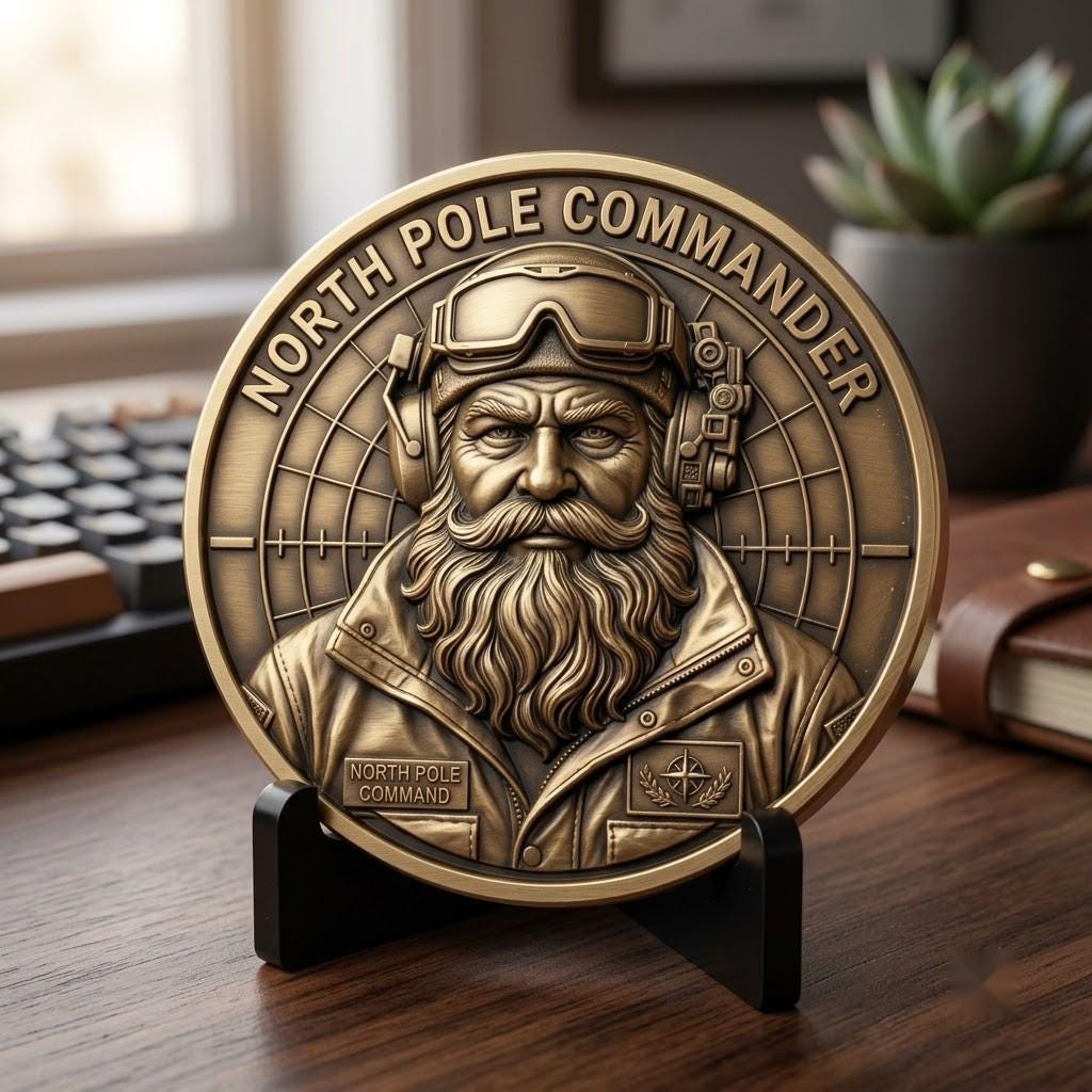 Christmas Engraving Challenge Coin, Santa Laser Relief File, North Pole Bundle
