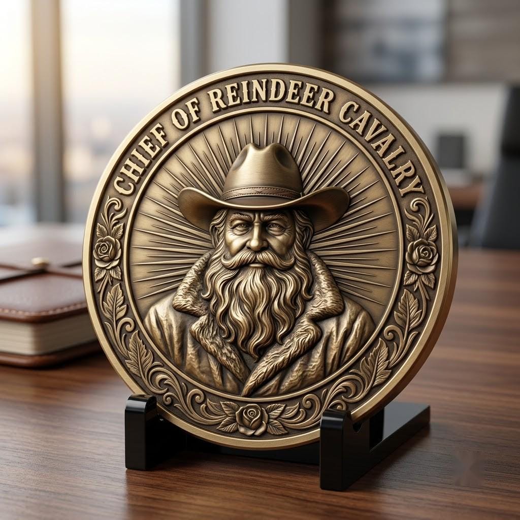 Christmas Engraving Challenge Coin, Santa Laser Relief File, North Pole Bundle