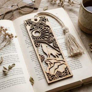 Christmas Forest Bookmark File, Multi Layered Reindeer And Cabin Design