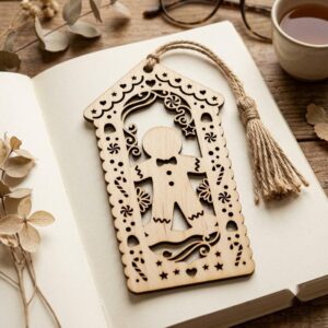 Christmas Forest Bookmark File, Multi Layered Reindeer And Cabin Design