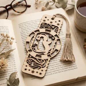 Christmas Forest Bookmark File, Multi Layered Reindeer And Cabin Design