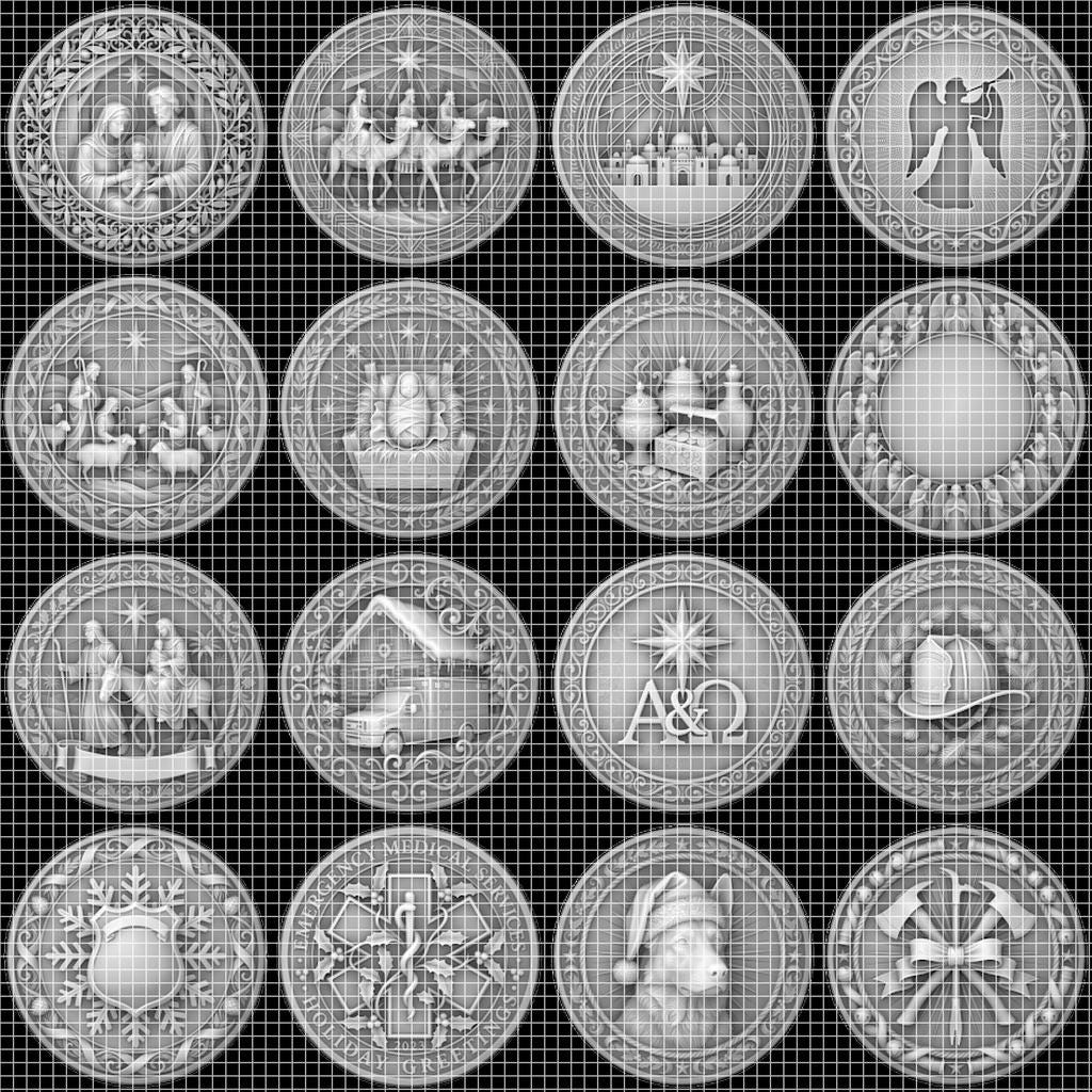Christmas Nativity Coin Depth Map, Religious Star Relief Laser Engraving PNG