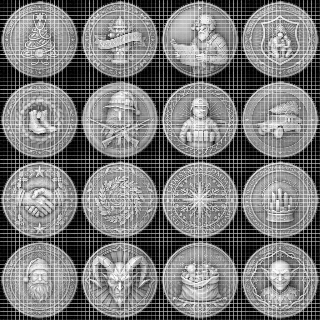 Christmas Nativity Coin Depth Map, Religious Star Relief Laser Engraving PNG