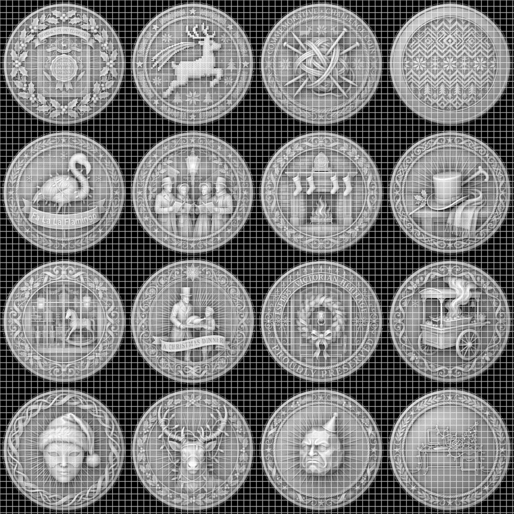 Christmas Nativity Coin Depth Map, Religious Star Relief Laser Engraving PNG