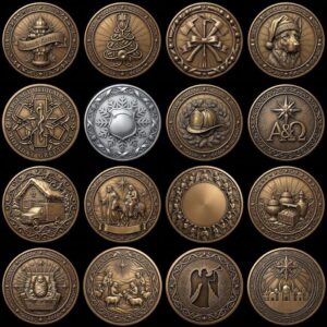 Christmas Nativity Coin Depth Map, Religious Star Relief Laser Engraving PNG