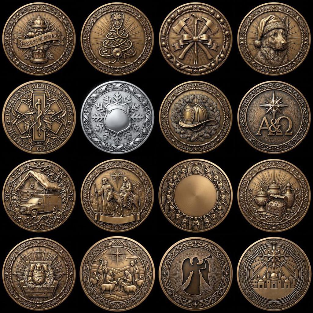 Christmas Nativity Coin Depth Map, Religious Star Relief Laser Engraving PNG